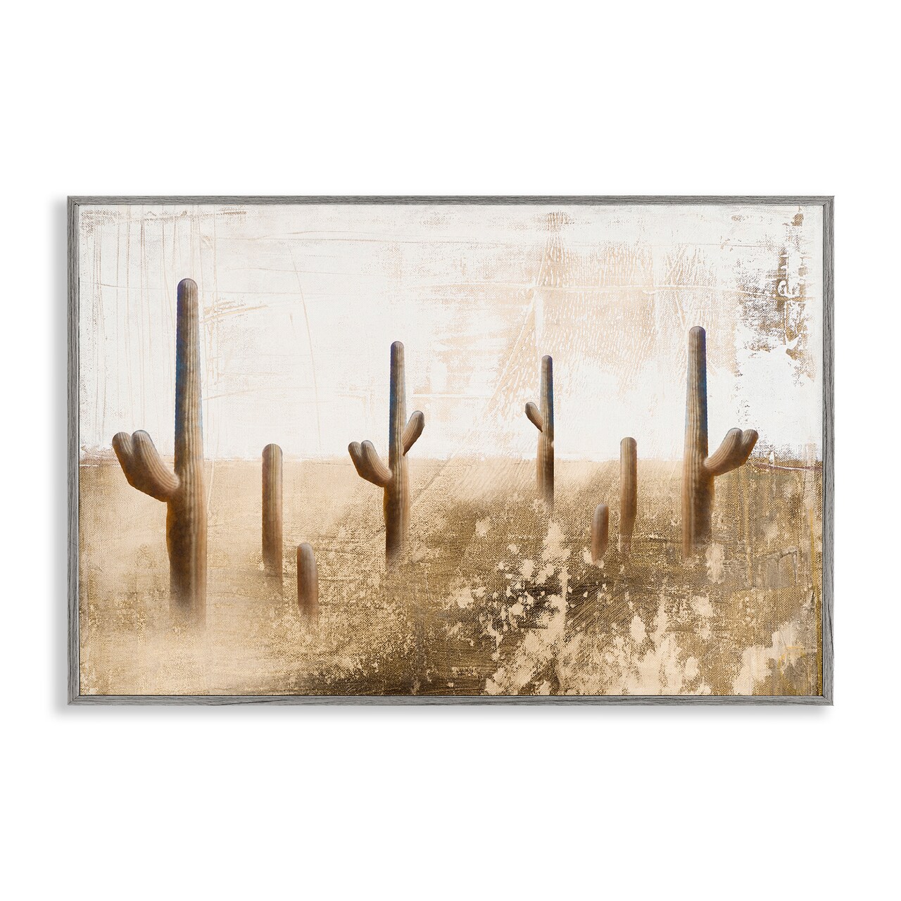 Stupell Industries Sepia Cacti Field Framed Giclee Wall Art Design by Dan Meneely